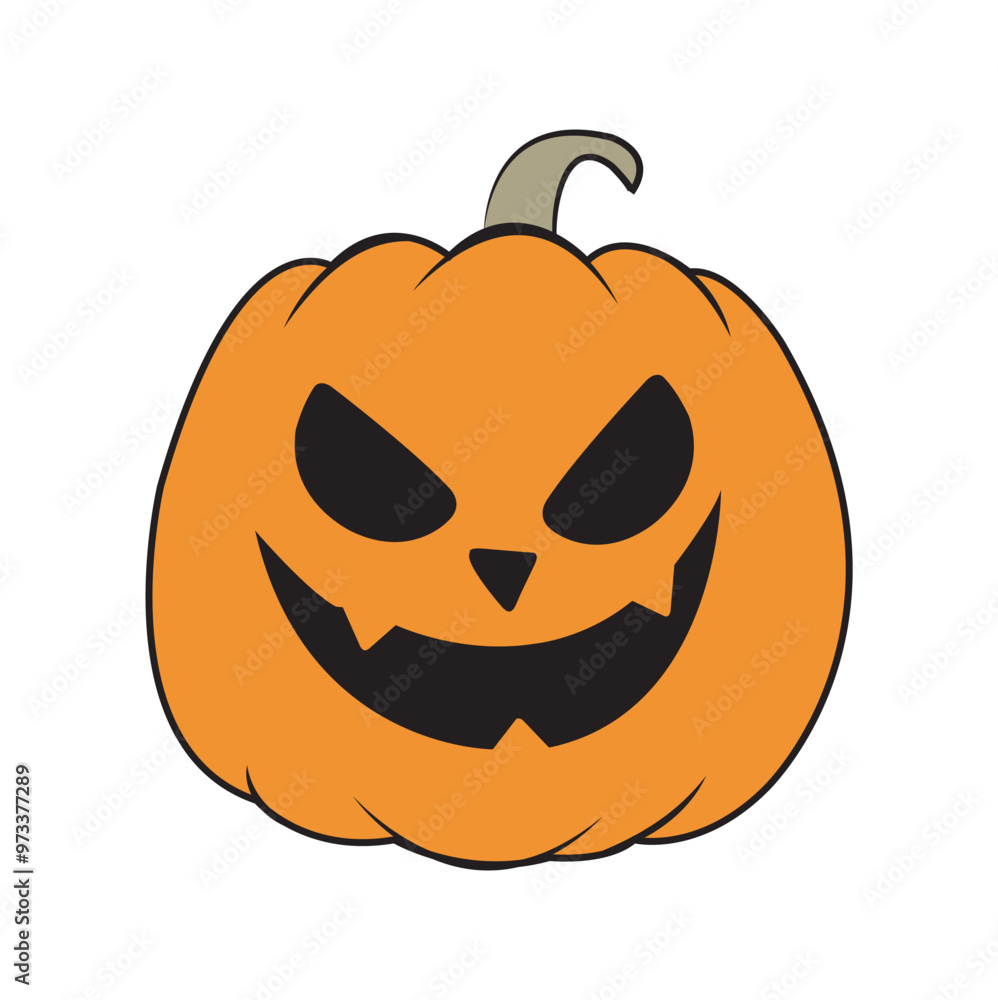 Halloween pumpkin with scary face on a white background with copy space Halloween pumpkin with scary face on a white background with copy space