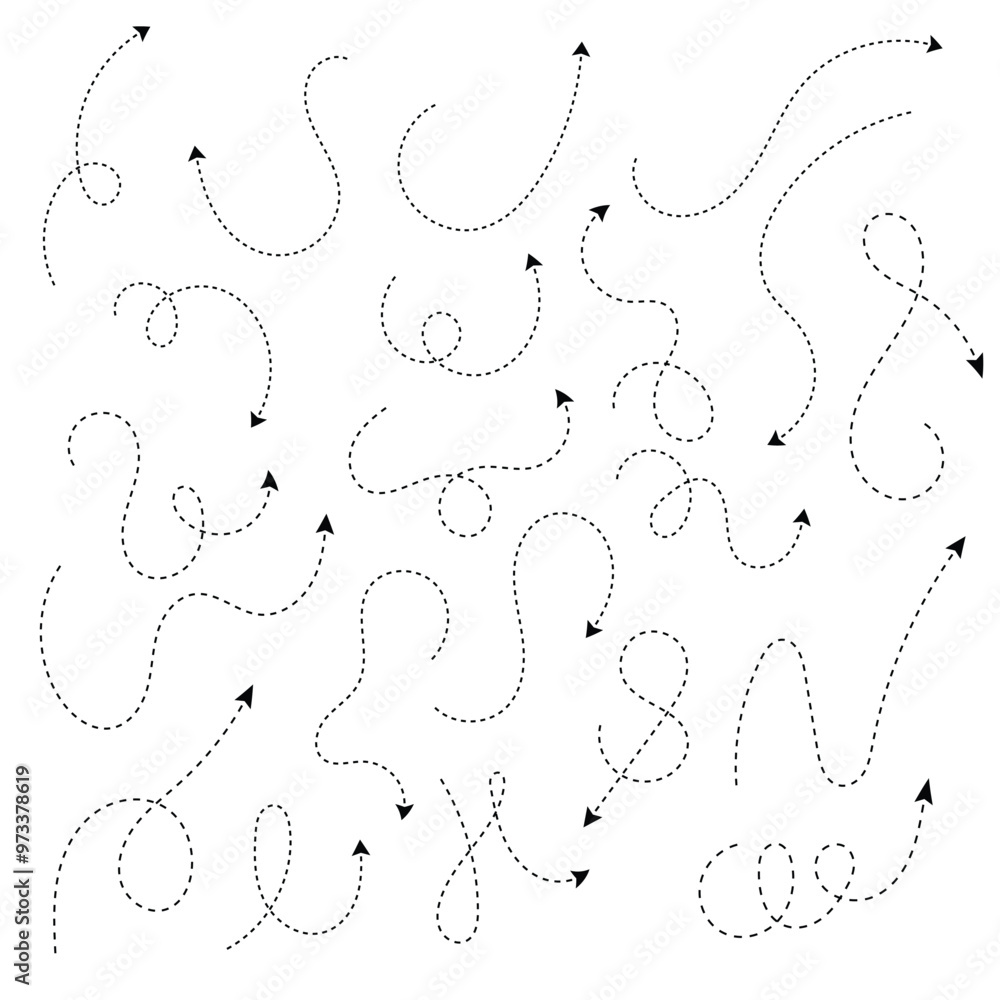Dashed lined scribble arrows symbol set Dashed lined scribble arrows symbol set