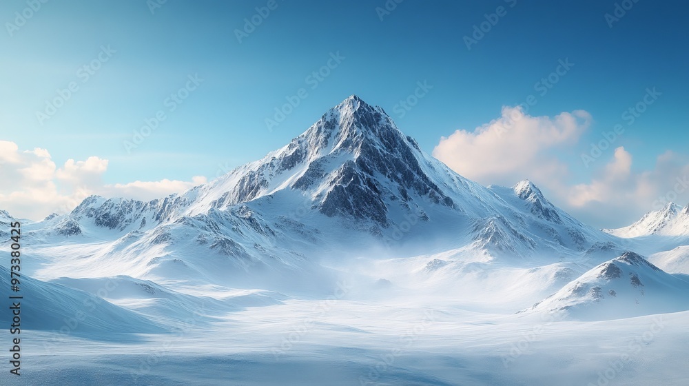 Snow-capped mountain peaks under a clear blue sky, with the morning light casting shadows on the pristine snow. 4K hyperrealistic photo. Snow-capped mountain peaks under a clear blue sky, with the morning light casting shadows on the pristine snow. 4K hyperrealistic photo.