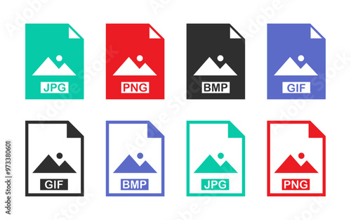 Image file format icon set sign symbol icons collection JPG PNG GIF BMP file document vector buttons