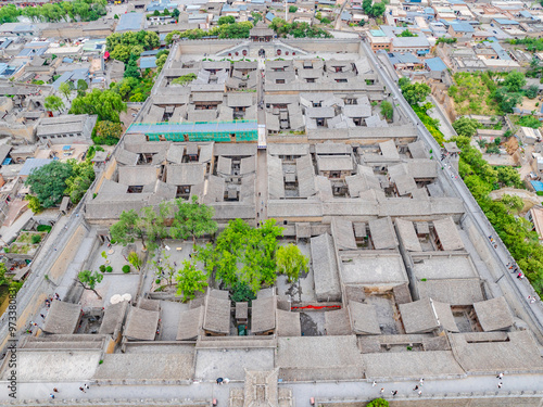 Aerial photography of Wang Family Courtyard in Lingshi County, Jinzhong, Shanxi photo