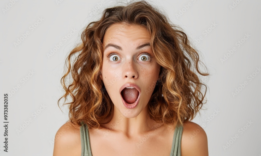 A shocked woman with open mouth A shocked woman with open mouth