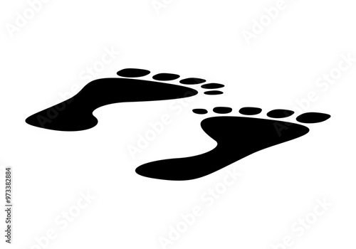 Icono de huellas de los pies o pisada de una persona en negro sobre fondo blanco