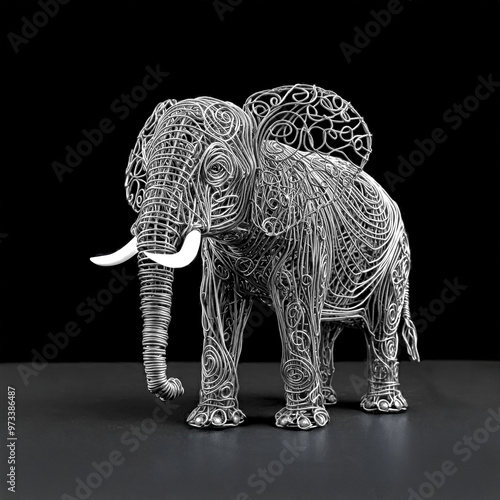 Wire Art Elephant with tusks