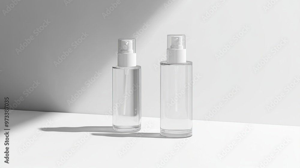 Double Cosmetic Spray Bottle Mockup Double Cosmetic Spray Bottle Mockup