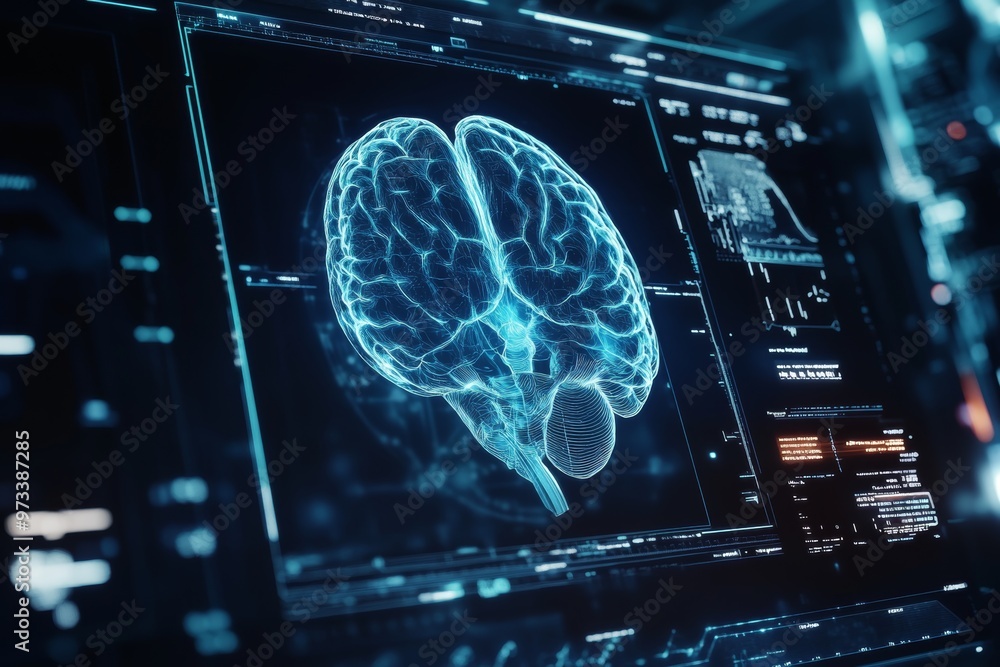 Futuristic Brain Scan Screen Animation Showcasing Digital Medical Visualization and Analysis Futuristic Brain Scan Screen Animation Showcasing Digital Medical Visualization and Analysis