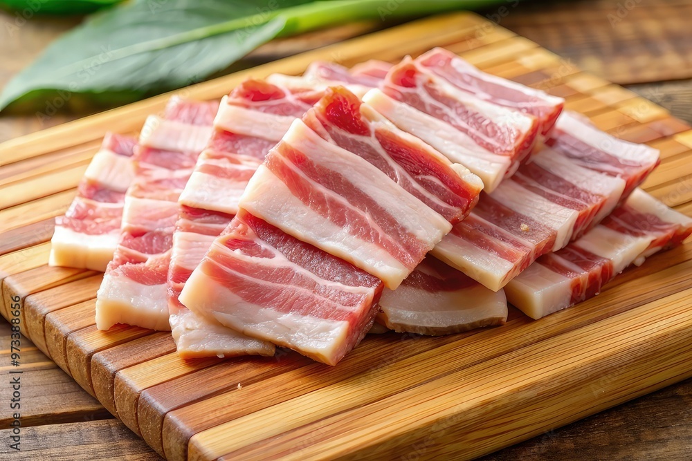 Fresh raw bacon isolated on white background Fresh raw bacon isolated on white background