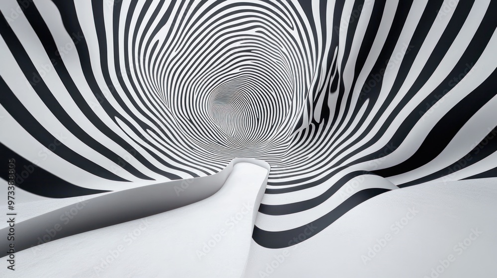 Obraz premium Abstract Tunnel with Black and White Stripes