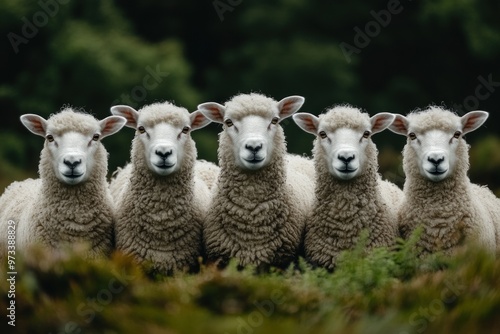 Five Sheep Looking at the Camera