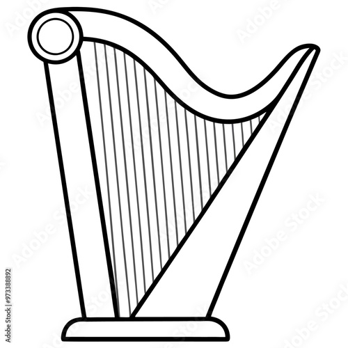 harp outline coloring book page line art drawing