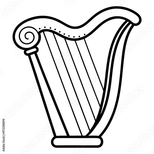harp outline coloring book page line art drawing