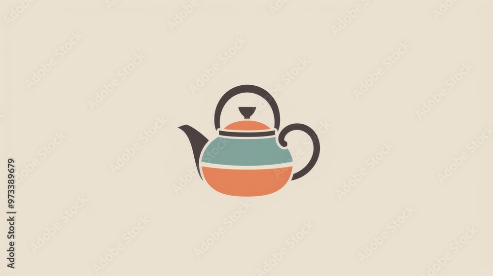 Minimalist illustration of a teapot with a retro color palette Minimalist illustration of a teapot with a retro color palette
