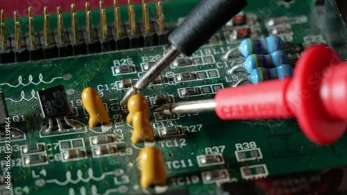 Repairing computer equipment using a tester close-up photo