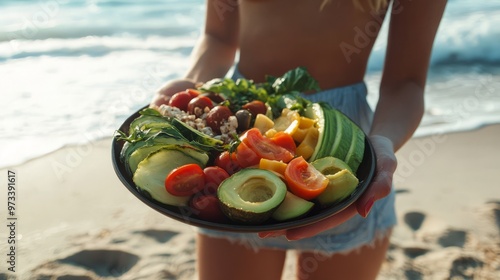 Healthy beach snack portrait photo