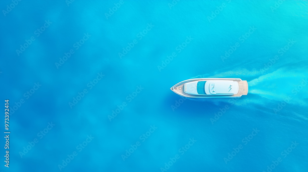 Luxury boat gliding on clear waters in sunlight Luxury boat gliding on clear waters in sunlight