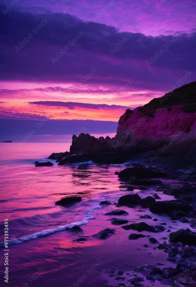 stunning seaside panorama twilight featuring vivid clouds serene waters reflecting dusk sky, beach, ocean, sunset, horizon, landscape, reflection, evening stunning seaside panorama twilight featuring vivid clouds serene waters reflecting dusk sky, beach, ocean, sunset, horizon, landscape, reflection, evening