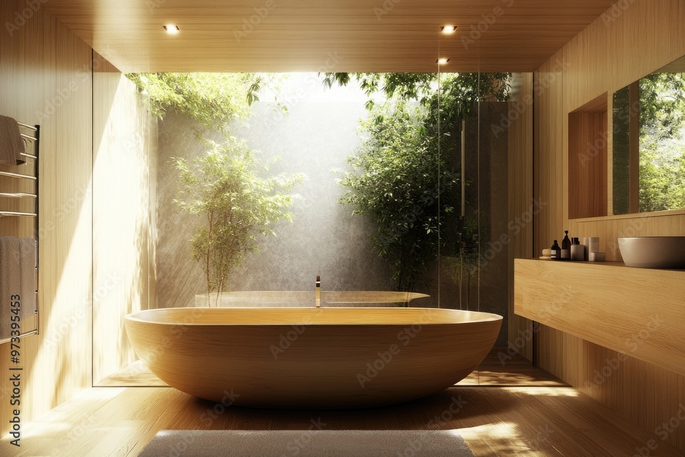Fototapeta premium Luxurious Spa Bathroom Design with Elegant Interior and Modern Wellness Features