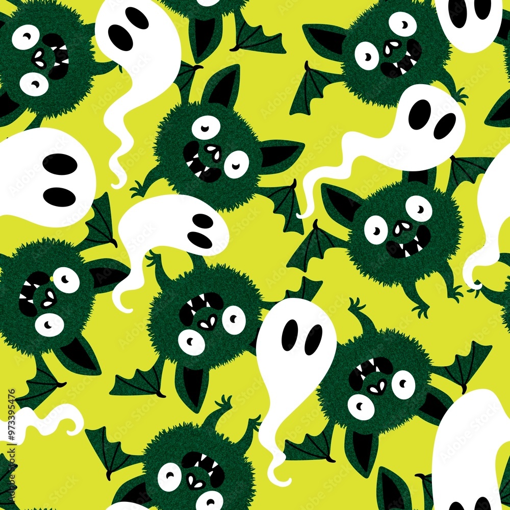 Halloween animals seamless bats vampire pattern for wrapping paper and fabrics Halloween animals seamless bats vampire pattern for wrapping paper and fabrics