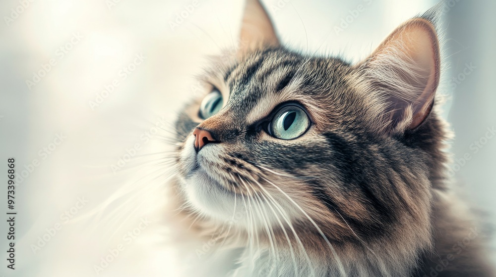 An Adorable Cat Gazing Thoughtfully at Its Surroundings with Bright, Expressive Eyes An Adorable Cat Gazing Thoughtfully at Its Surroundings with Bright, Expressive Eyes