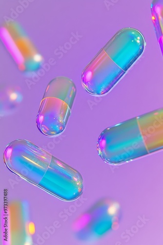 Wallpaper Mural Vibrant and Colorful Abstract Capsules Floating on a Creative Gradient Artistic Background Torontodigital.ca