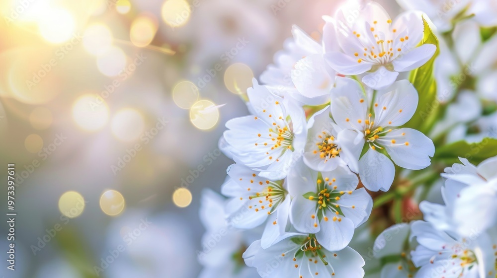 Obraz premium Spring Flowers of White Cherry Blossom Tree