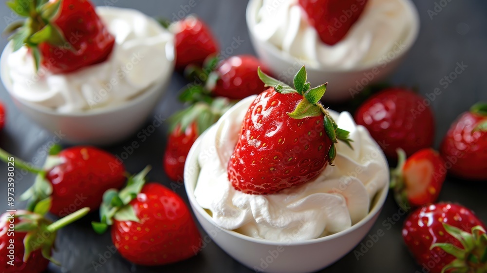 Strawberries with fresh cream Strawberries with fresh cream