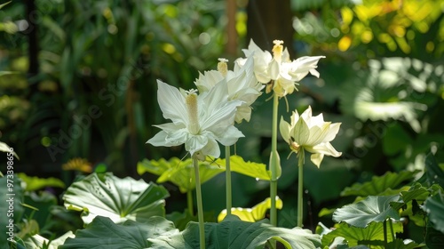 Taro s white plant flower in the garden photo