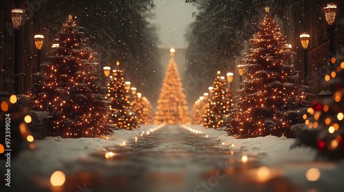 Experience a Magical Christmas Wonderland with Glowing Trees and Soft Snow all around