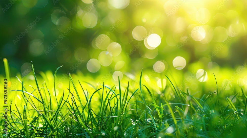 Obraz premium Sunny bokeh highlights green grass