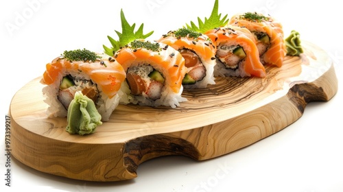 Sushi from Madai served on a wooden platter photo