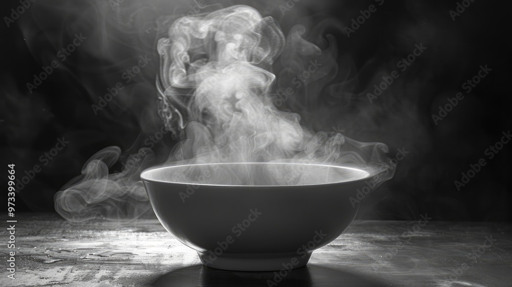 Steaming isolated on dark backdrop Steaming isolated on dark backdrop