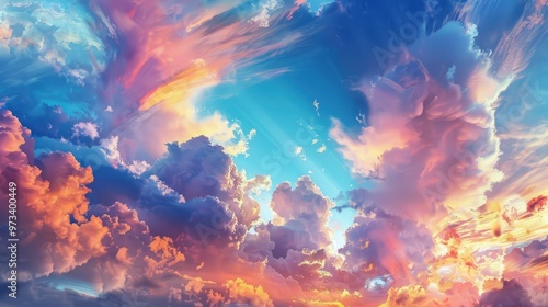 Fototapeta Naklejka Na Ścianę i Meble -  Stunning sky with vibrant clouds