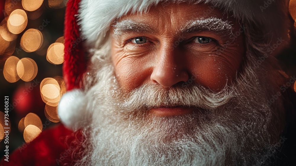 Jolly Santa Claus with a Cheerful and Bright Smile set in a Festive and Joyous Setting Jolly Santa Claus with a Cheerful and Bright Smile set in a Festive and Joyous Setting