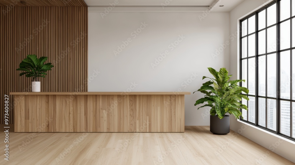 Modern Eco-Friendly Office with Bamboo Desks and Natural Wood Decor, Copy Space for Text in Ultra HD Quality Modern Eco-Friendly Office with Bamboo Desks and Natural Wood Decor, Copy Space for Text in Ultra HD Quality