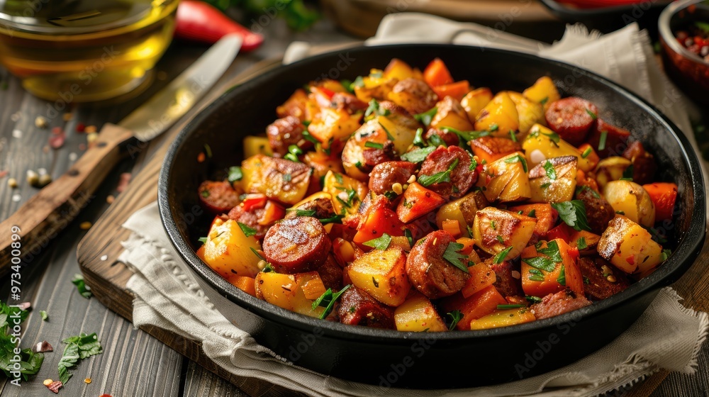 Spanish Inspired Potato and Chorizo Dish with Carrots Spanish Inspired Potato and Chorizo Dish with Carrots
