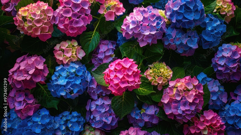 Stunning garden of hortensia inflorescence Stunning garden of hortensia inflorescence