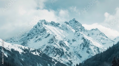 Snow covered peak in the French mountains