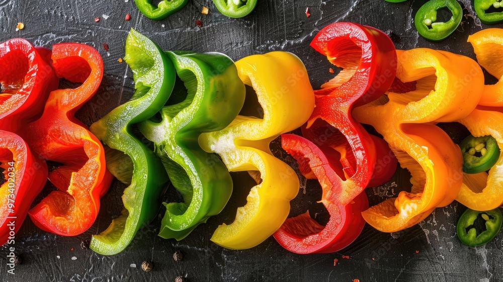 Sliced fresh peppers Sliced fresh peppers