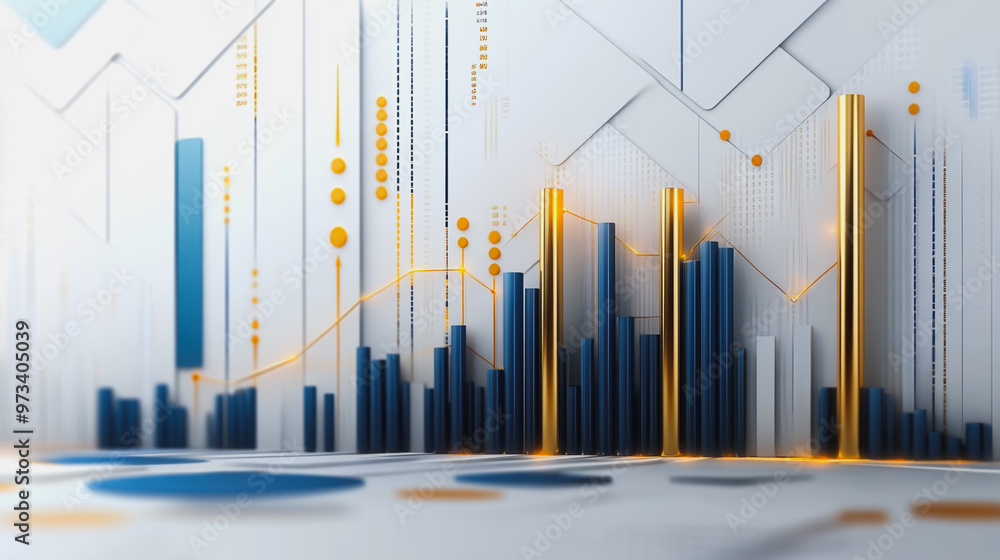 Fototapeta premium Abstract white background with Colorful charts and graphs with statistics to innovative analyze business potential and forecast future development of companies growth.
