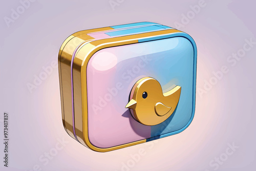 3d Flat icon as Social media icon