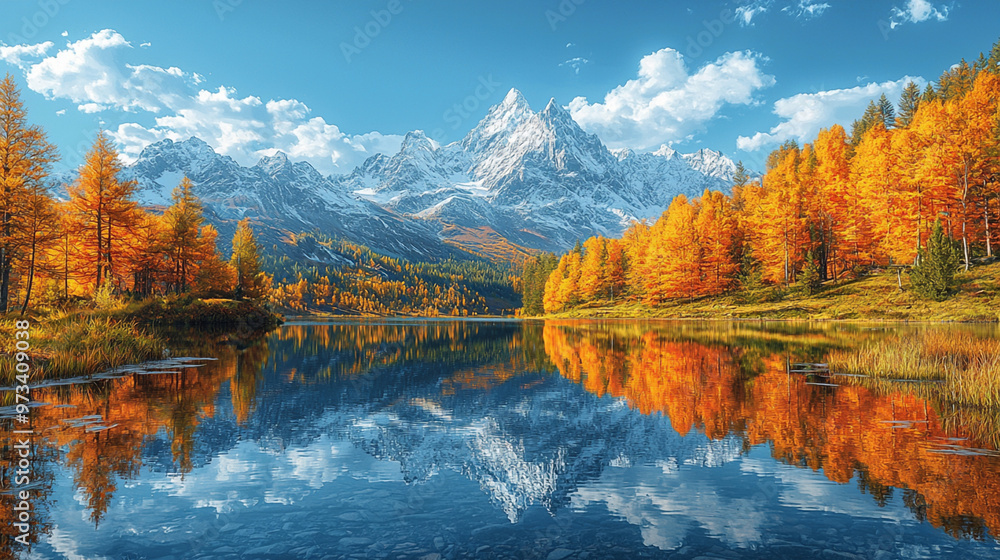 custom made wallpaper toronto digital紅葉と湖の反射