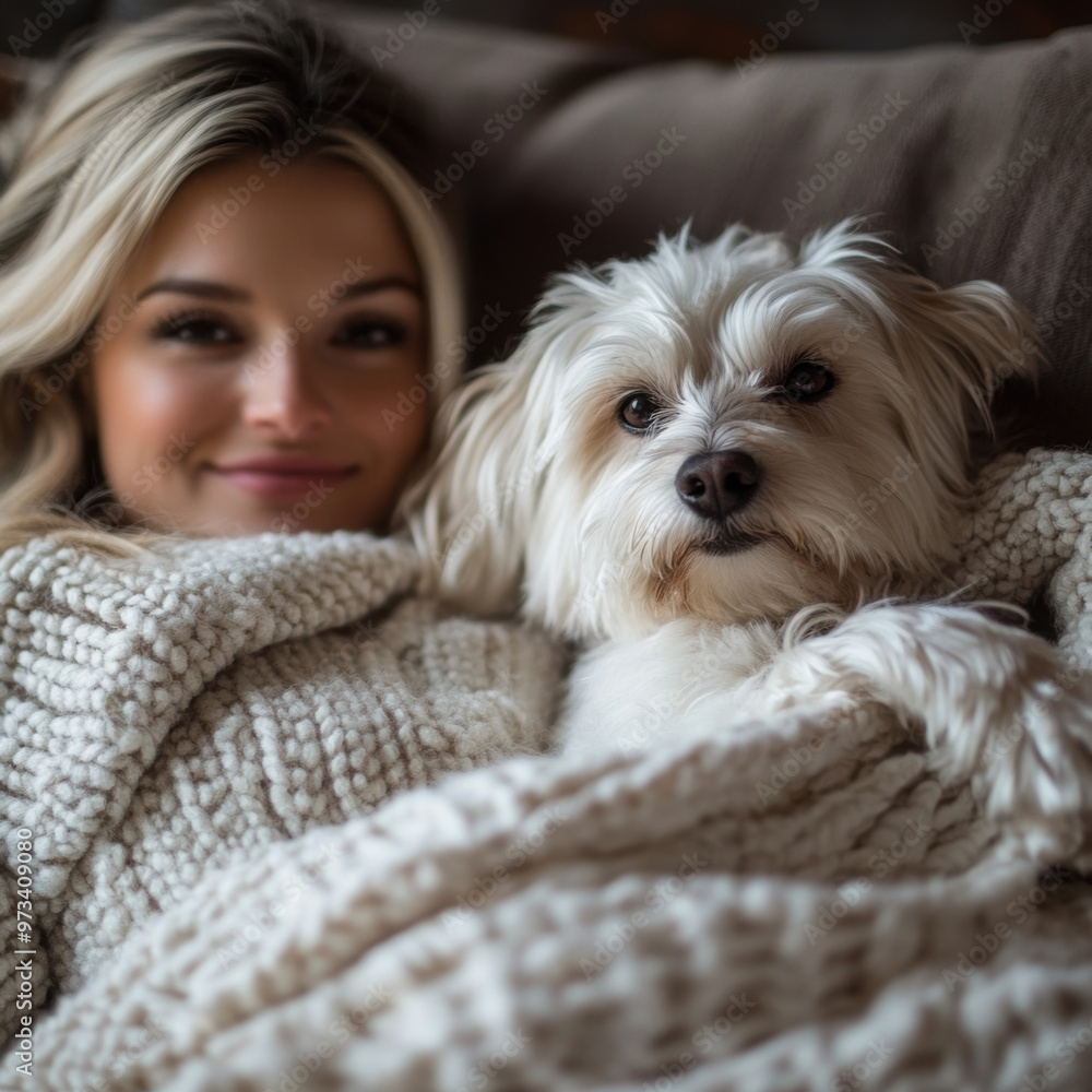 Pet and Owner Relaxing Together on a Cozy Sofa with Soft Blankets
Pet and Owner Relaxing Together on a Cozy Sofa with Soft Blankets