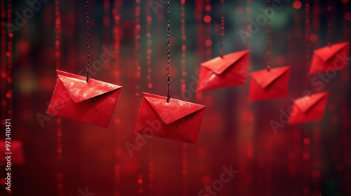 A phishing email depicted with red flags like suspicious links, fake logos, and urgent language.