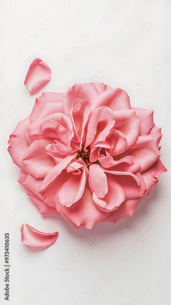 Pink rose flowers and petals isolated on white Pink rose flowers and petals isolated on white