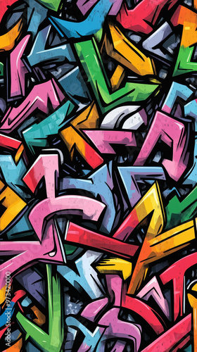 Wallpaper Mural Vibrant Pattern of Colorful Intertwined Arrows on a Black Background
 Torontodigital.ca