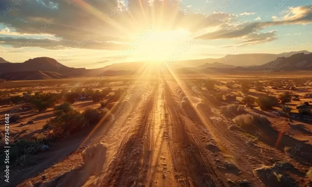 Dusk casting long shadows on a desert landscape, Video Dusk casting long shadows on a desert landscape, Video