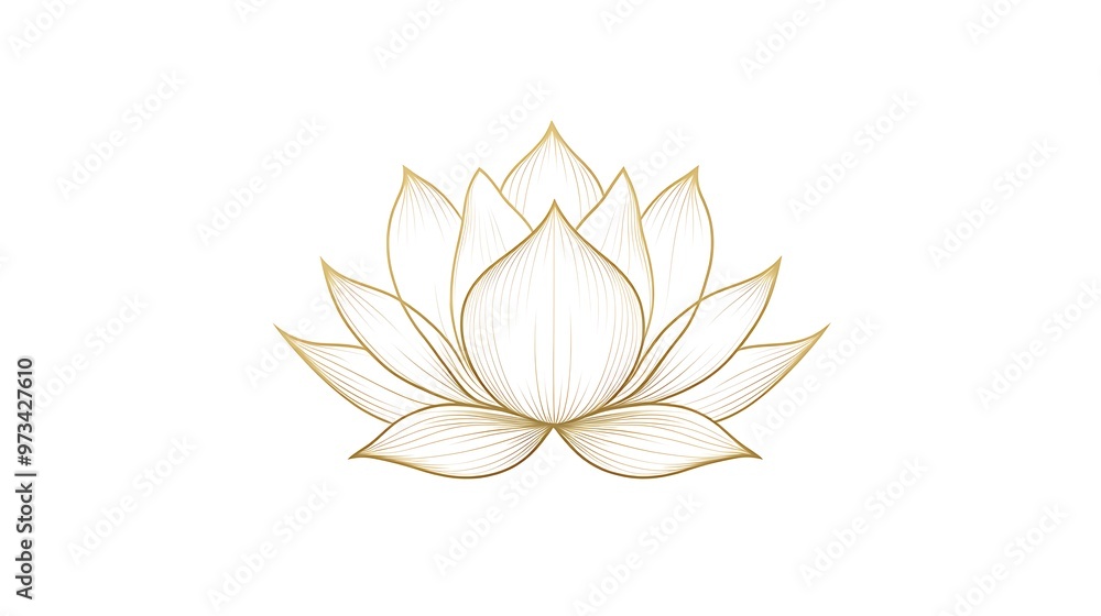 A delicate lotus flower in a simple, elegant vector design, with sharp details and clean lines, centered on a white background A delicate lotus flower in a simple, elegant vector design, with sharp details and clean lines, centered on a white background
