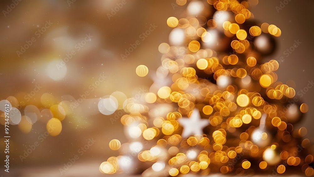 Gold Festive Christmas background. Elegant abstract background with bokeh defocused lights and stars Gold Festive Christmas background. Elegant abstract background with bokeh defocused lights and stars