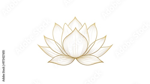 A delicate lotus flower in a simple, elegant vector design, with sharp details and clean lines, centered on a white background