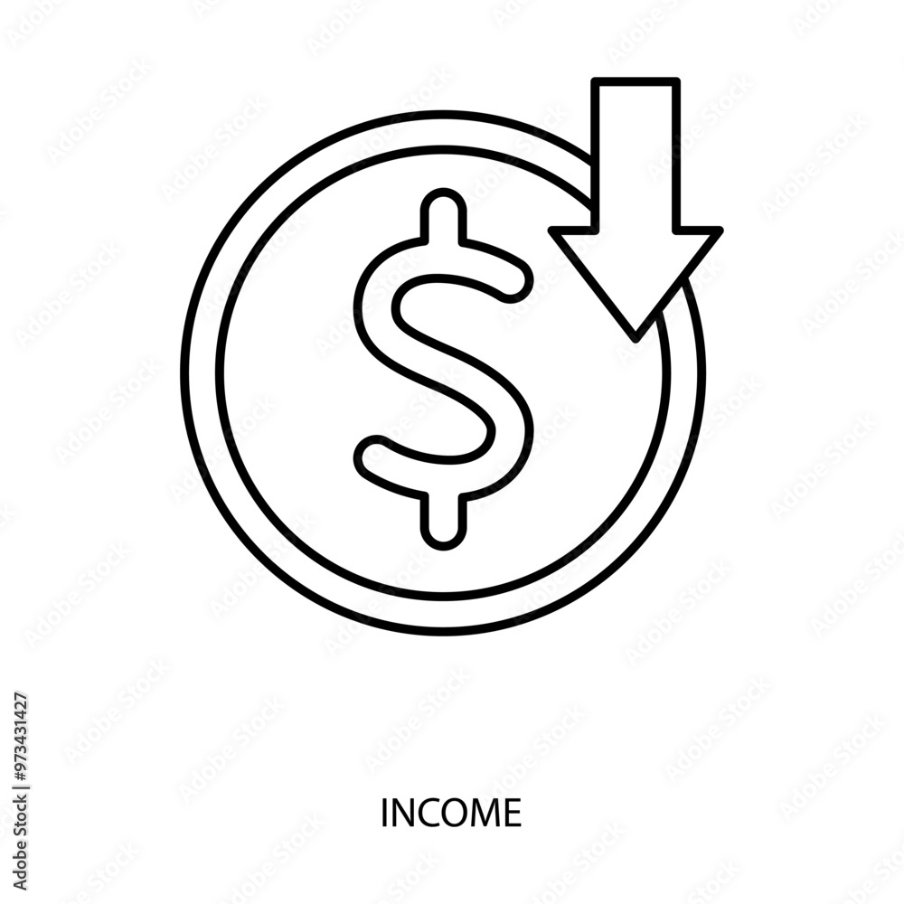 income concept line icon. Simple element illustration. income outline symbol design. income concept line icon. Simple element illustration. income outline symbol design.